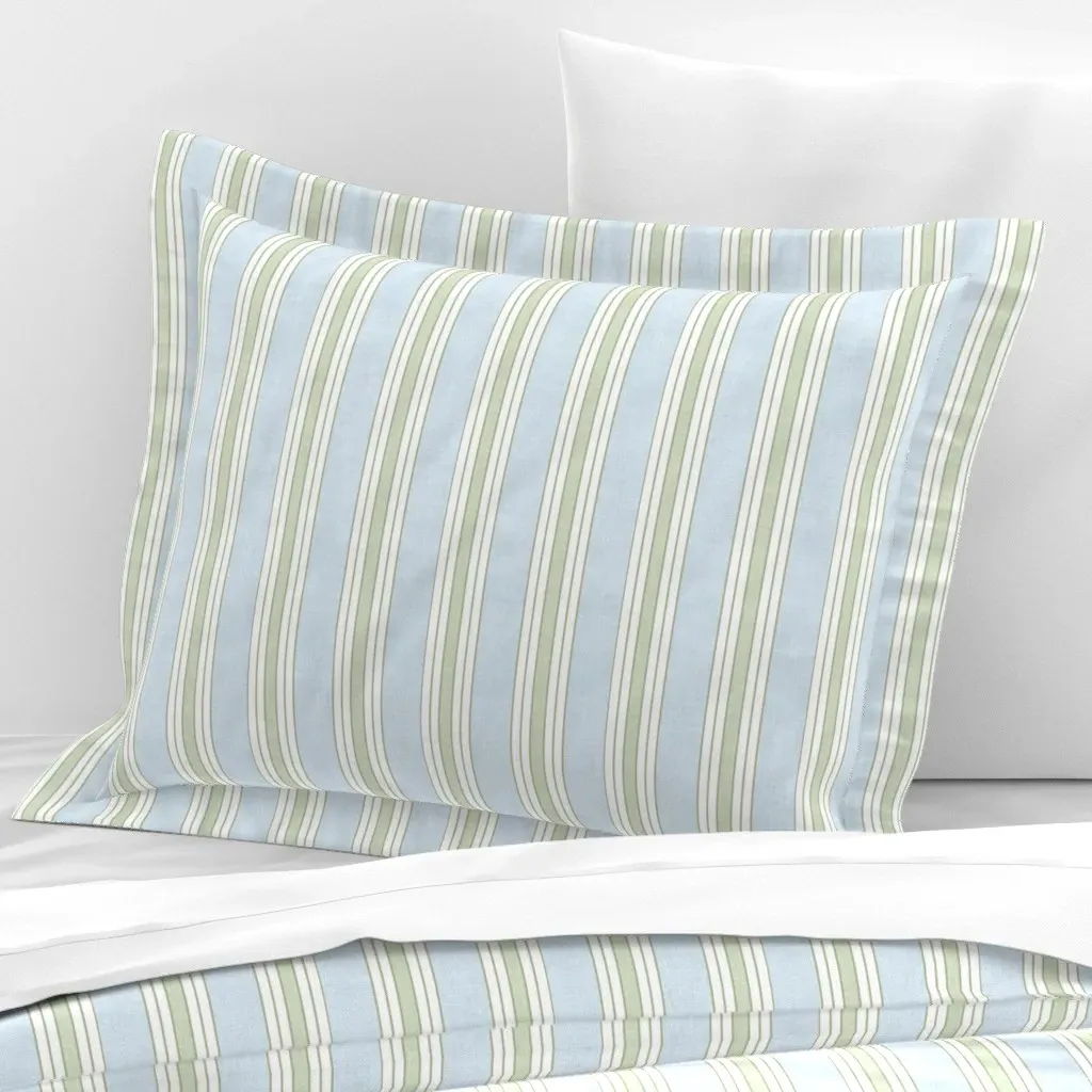 Dora Standard Flanged Pillow Cover - Blue, Cotton Sateen product