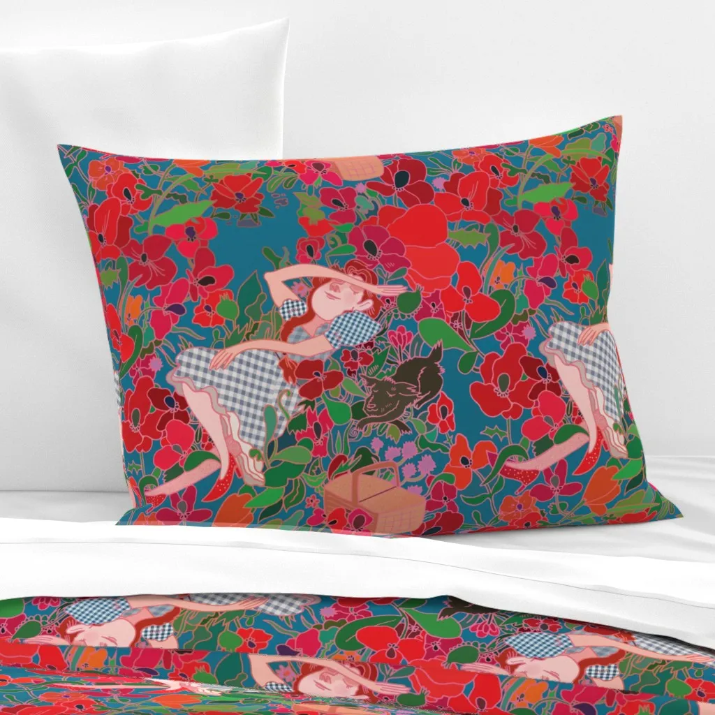 Dorothy Poppies Standard Knife Edge Cushion Cover - Red, Cotton Sateen product