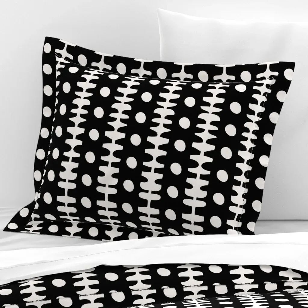 Dot And Stripe Mudcloth Standard Flanged Cushion Cover - White, Cotton product