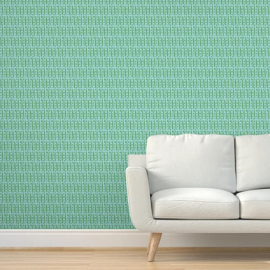 Dot Dot Dash Organic Stripe Peel and Stick Wallpaper - Turquoise product