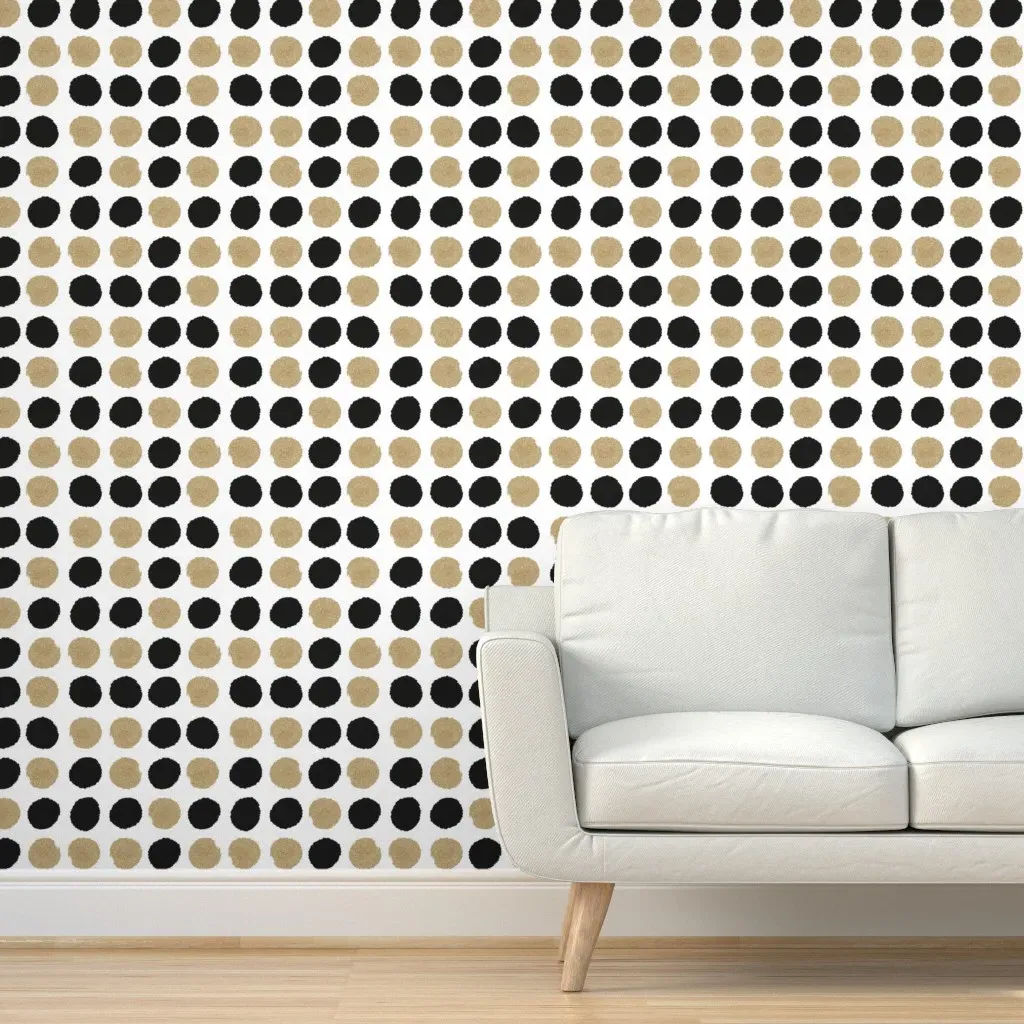Dots Black and Gold Glitter Peel and Stick Wallpaper - Black product
