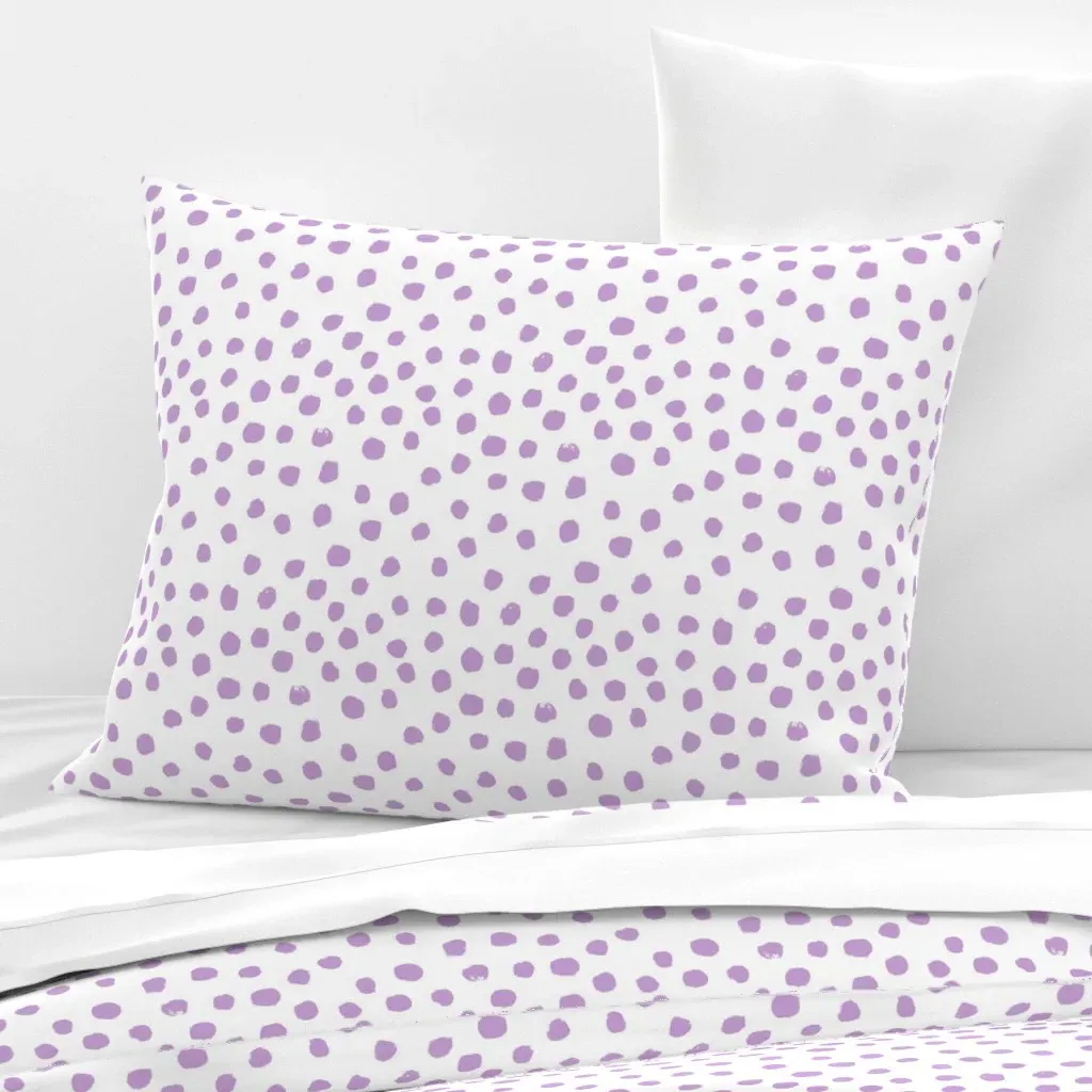 Dots Painterly Abstract Standard Knife Edge Pillow - Lavender, Cotton Sateen product