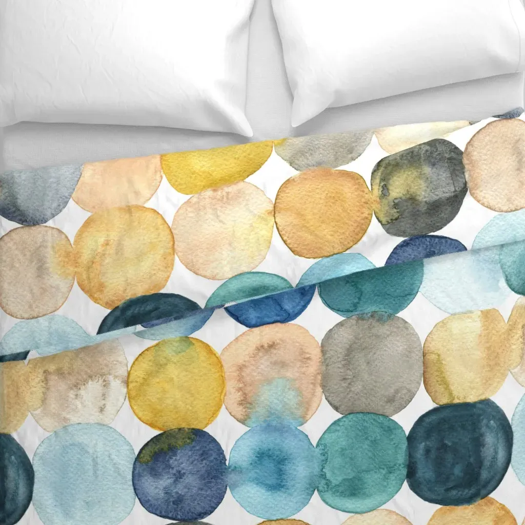 Dots Watercolor Large Scale Duvet Cover - Beige alternate view