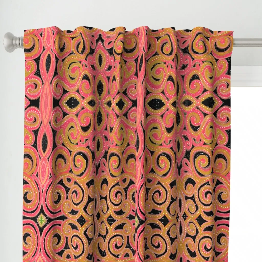 Dotted Stars Painted Curtain Panel - Coral alternate view