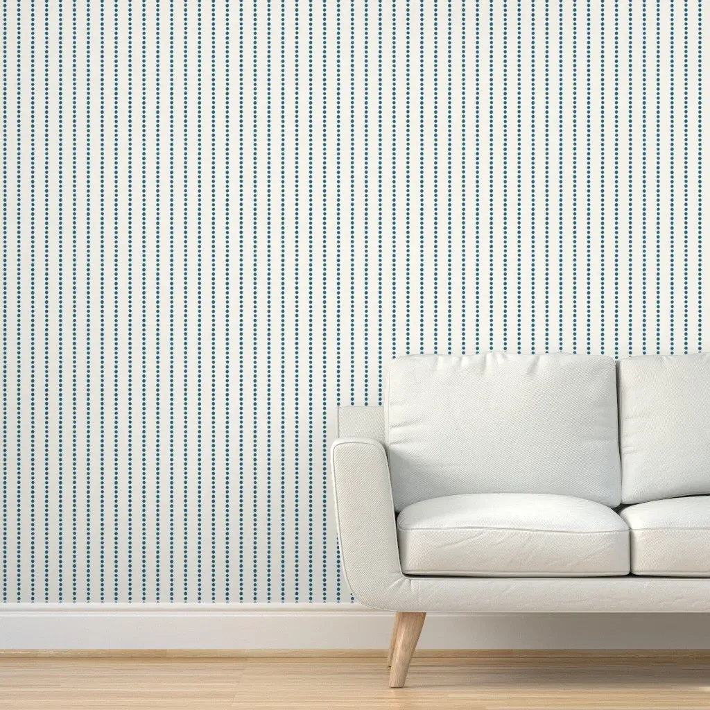 Dotty Stripe Peel and Stick Wallpaper - Off-White, Inky Blue product