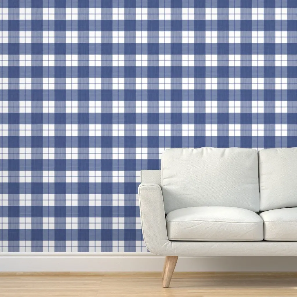 Double Buffalo Plaid Peel and Stick Wallpaper - Blue, White product