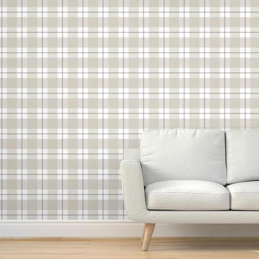 Double Buffalo Plaid Peel and Stick Wallpaper - Putty and Grey product
