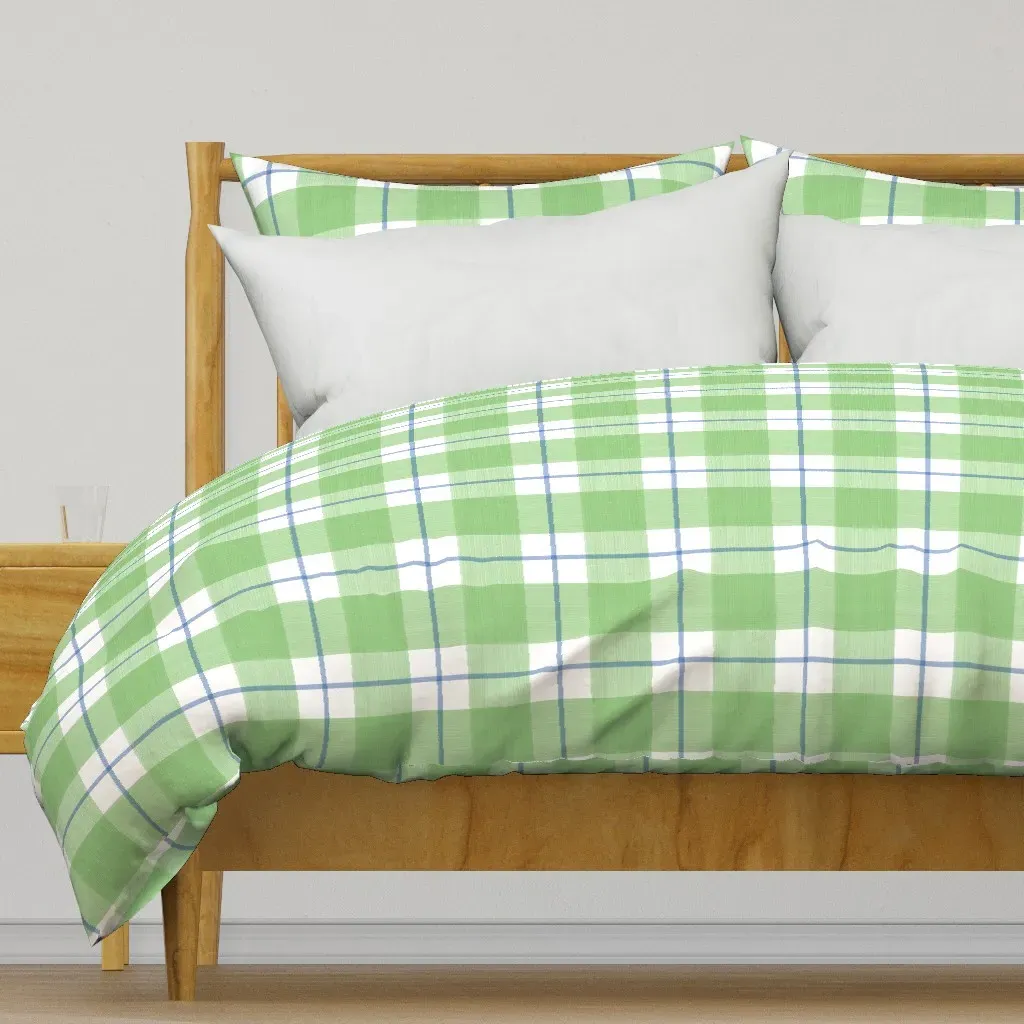 Double Buffalo Plaid Spring Duvet Cover - Pale Green product