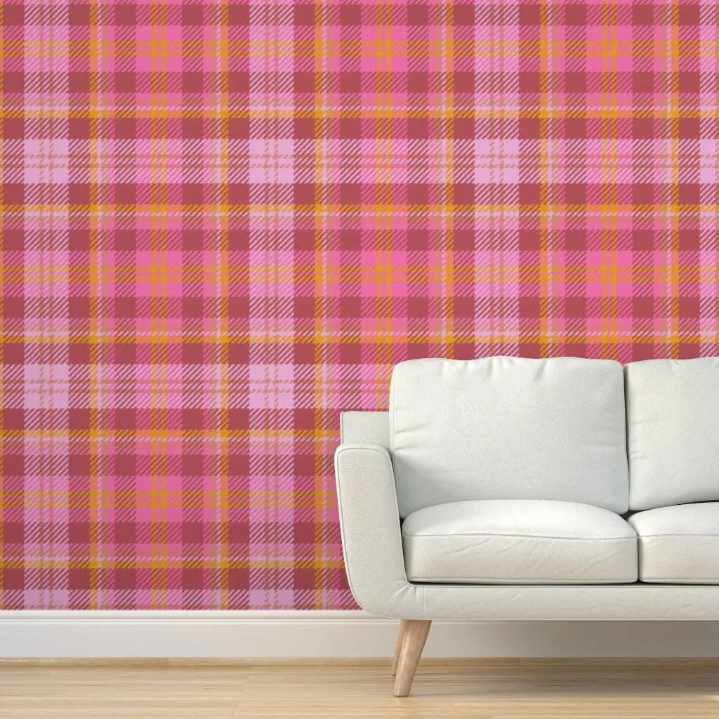 Double Cross Plaid Peel and Stick Wallpaper - Pink product