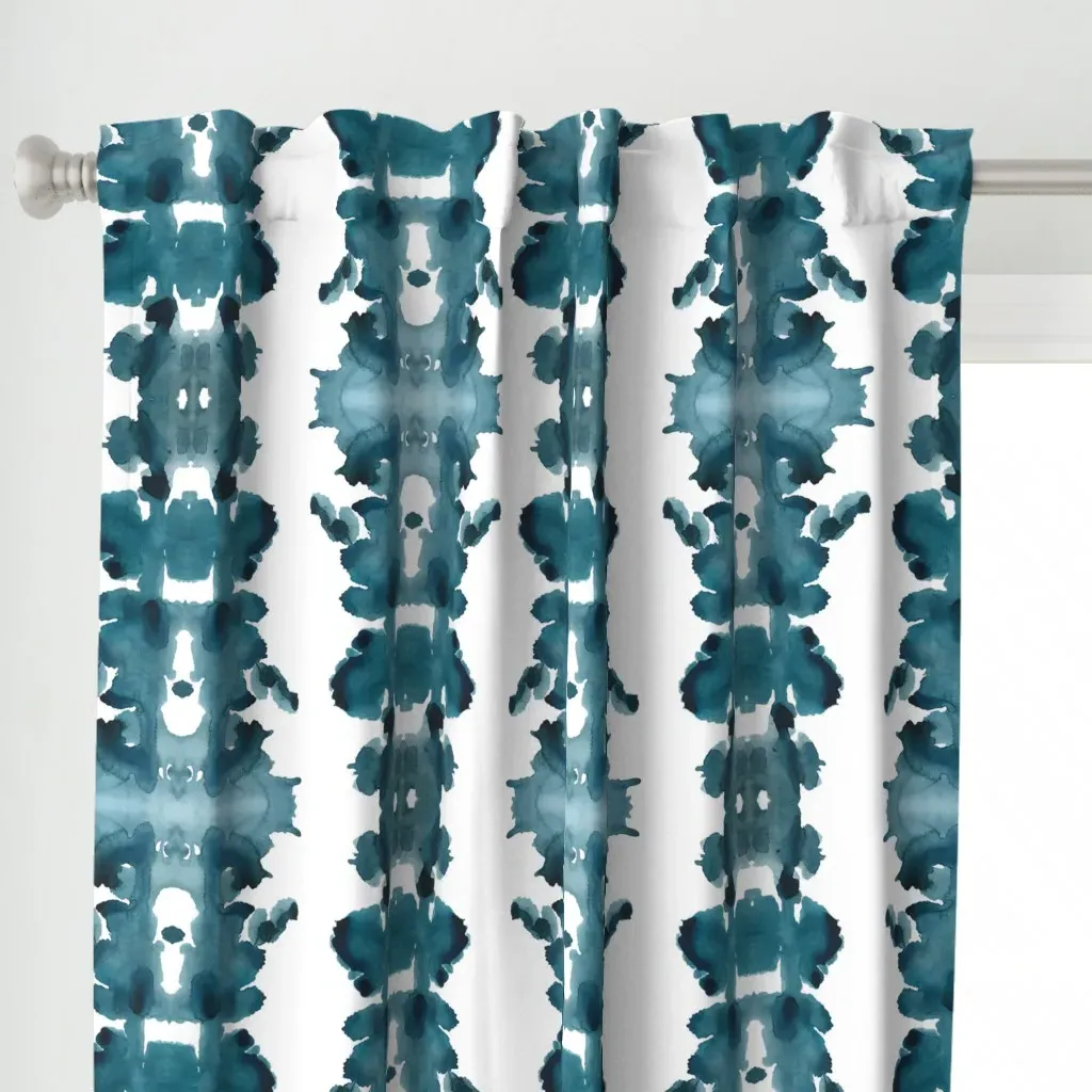 Double Inkblot Curtain Panel - Teal alternate view