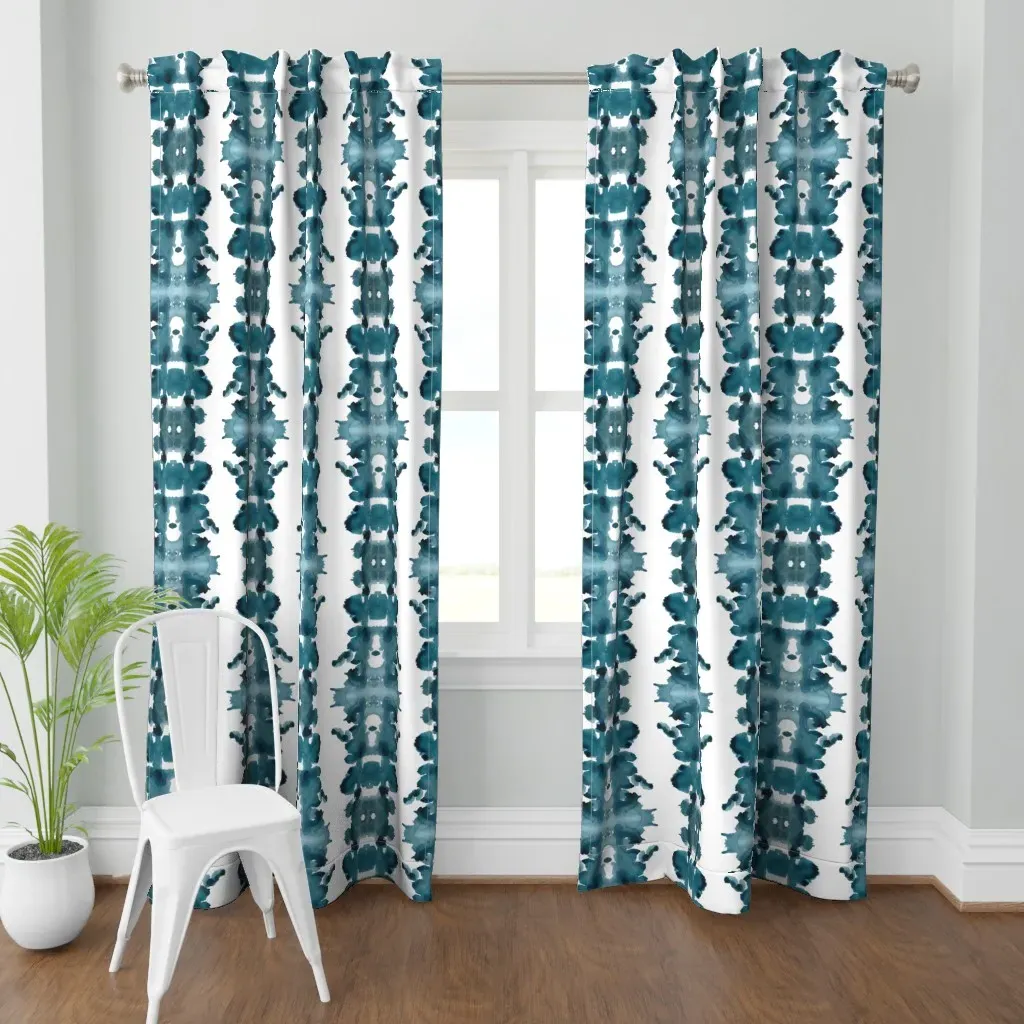 Double Inkblot Curtain Panel - Teal product