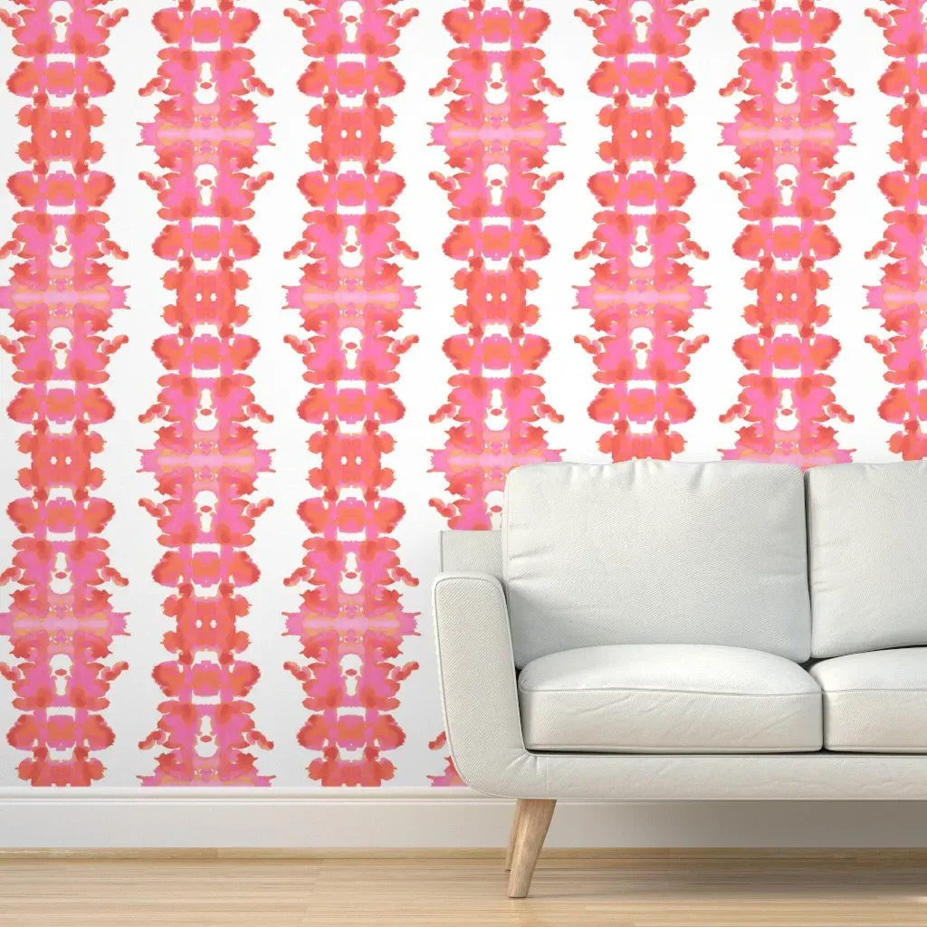Double Inkblot Peel and Stick Wallpaper - Coral Pink product