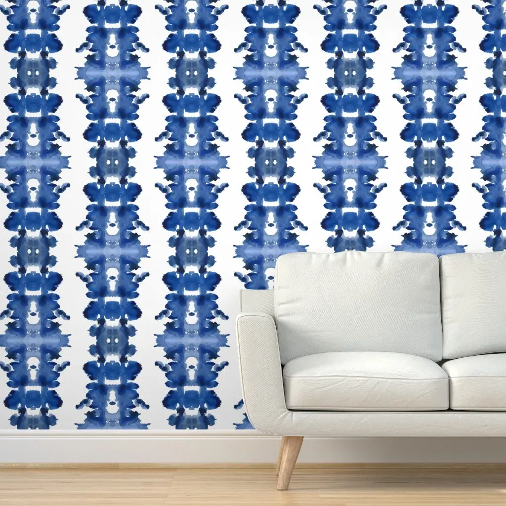 Double Inkblot Peel and Stick Wallpaper - Indigo product