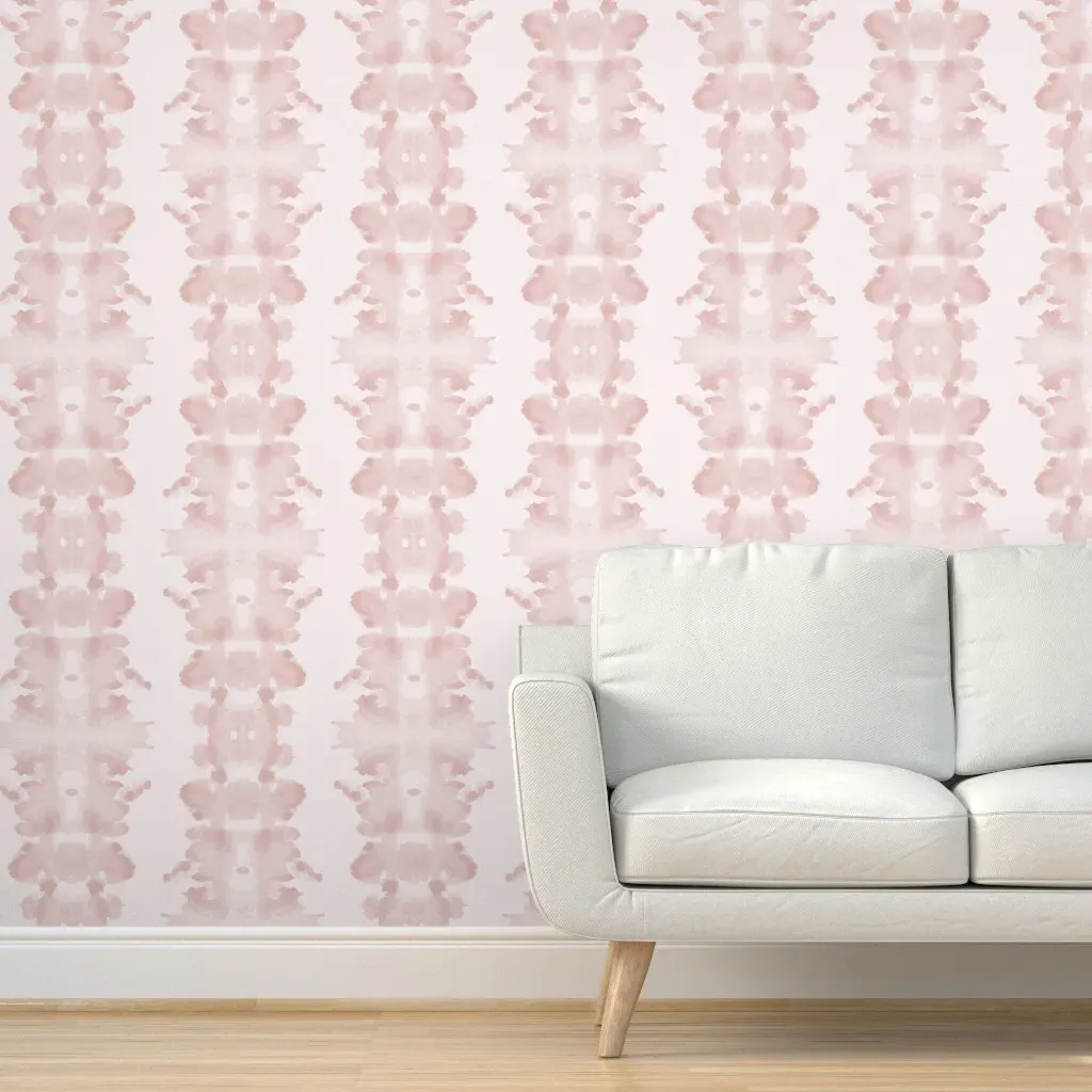 Double Inkblot Peel and Stick Wallpaper - Shell Pink product