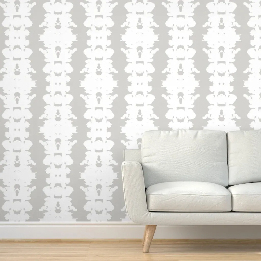 Double Inkblot Peel and Stick Wallpaper - White, Grey product