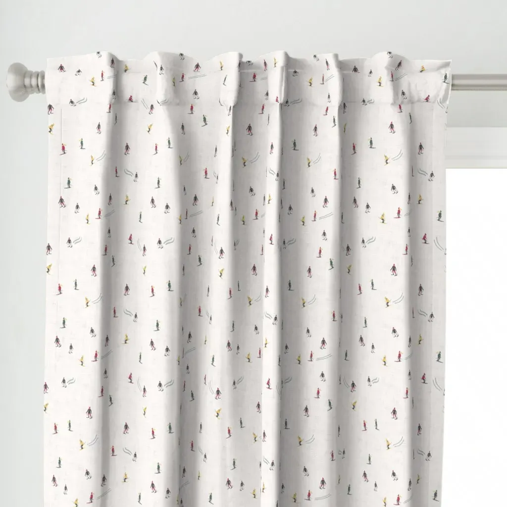 Downhill Skiers Curtain Panel - Off-White alternate view