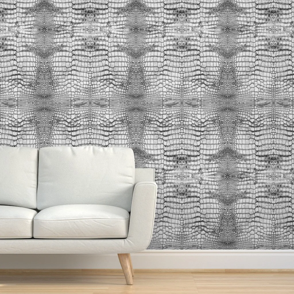 Dragon Crocodile Scales Reptile Skin Peel and Stick Wallpaper - Silver product