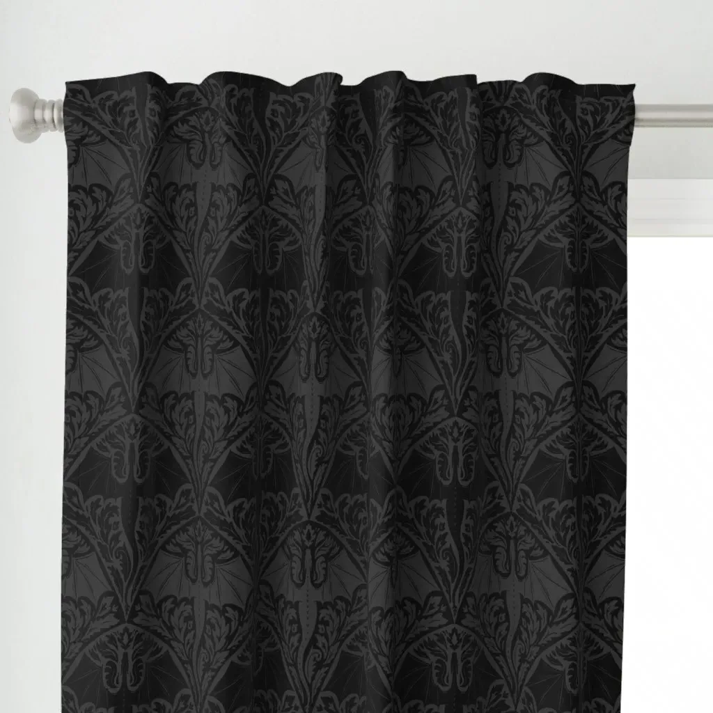 Dragon Damask Curtain Panel - Black alternate view