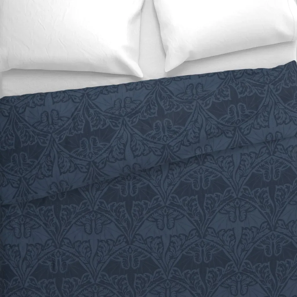 Dragon Damask Duvet Cover - Navy Blue alternate view