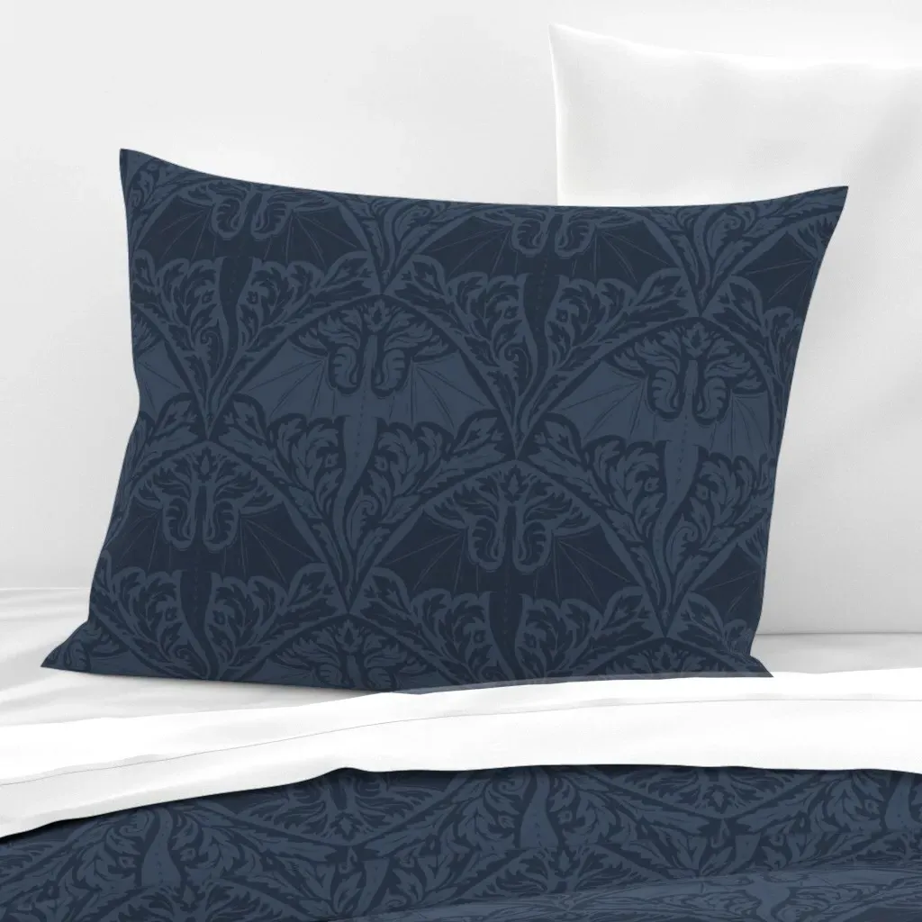 Dragon Damask Standard Knife Edge Cushion - Navy Blue, Cotton Sateen product