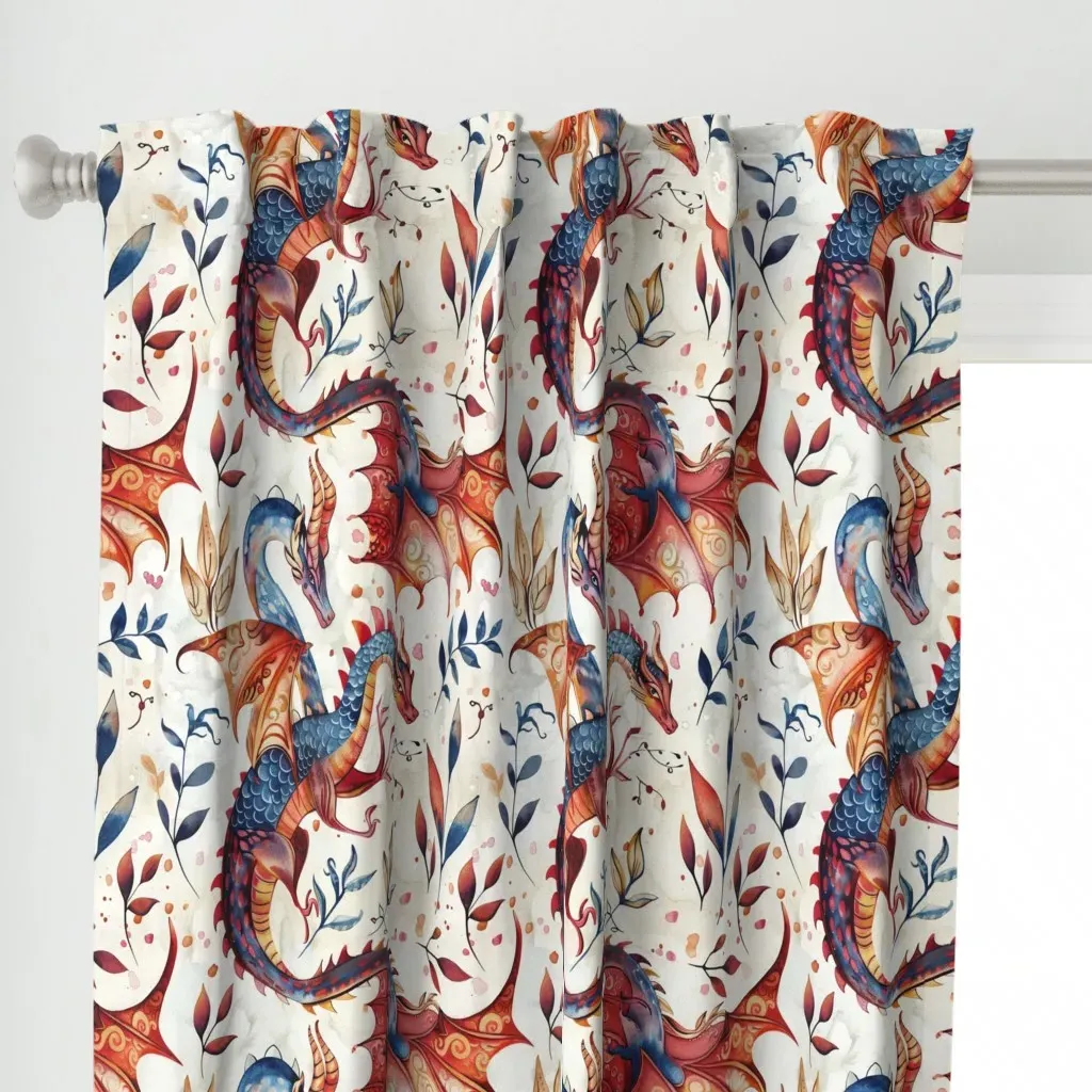 Dragon Days Curtain Panel - Blue alternate view