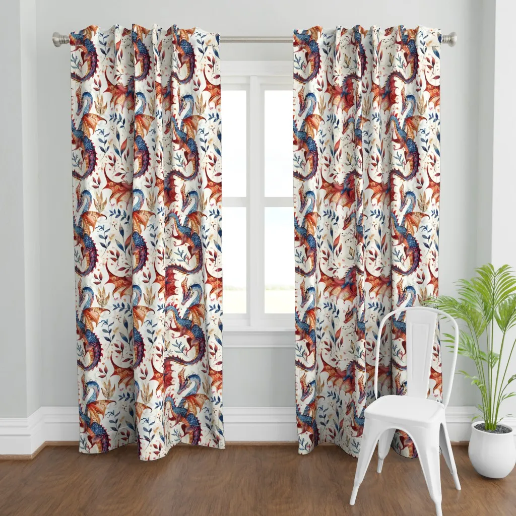 Dragon Days Curtain Panel - Blue product