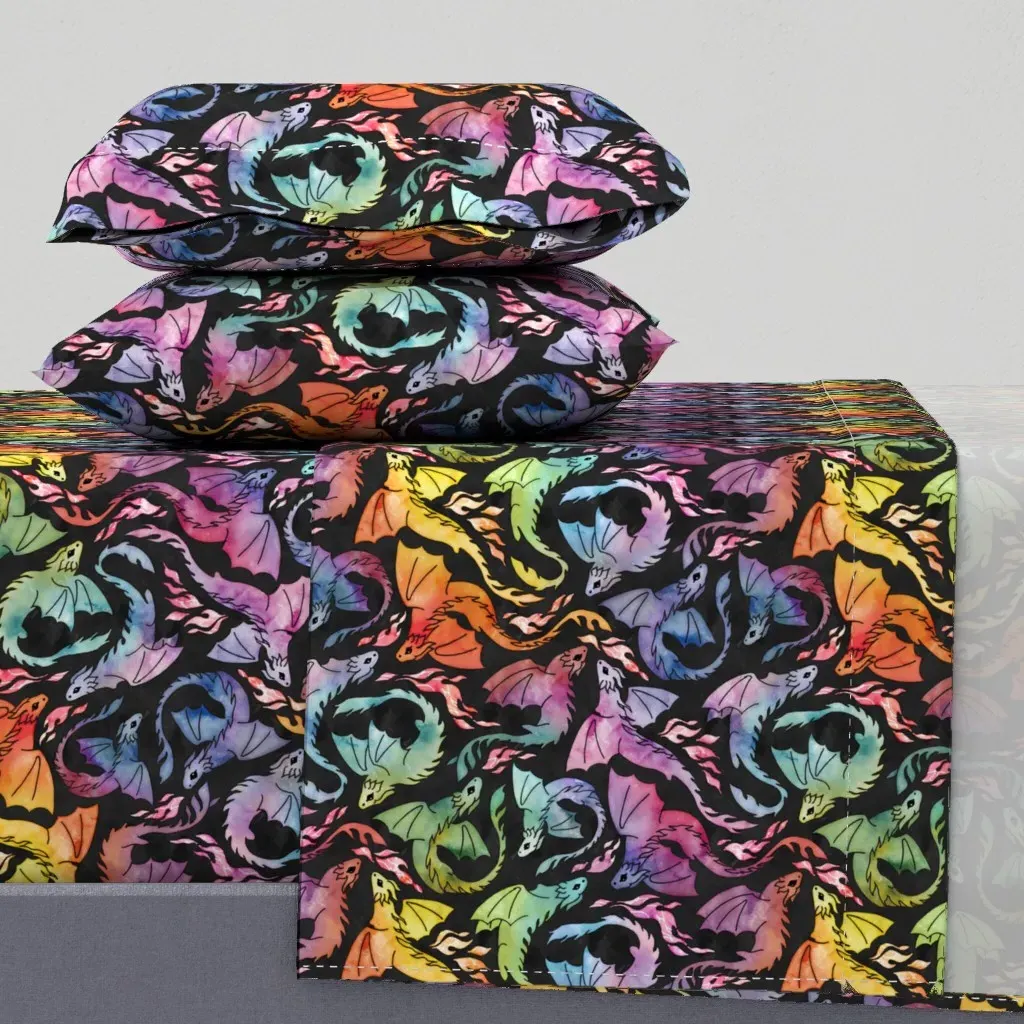 Dragon Fire Dark Rainbow Small Twin Sheet Set - Purple product