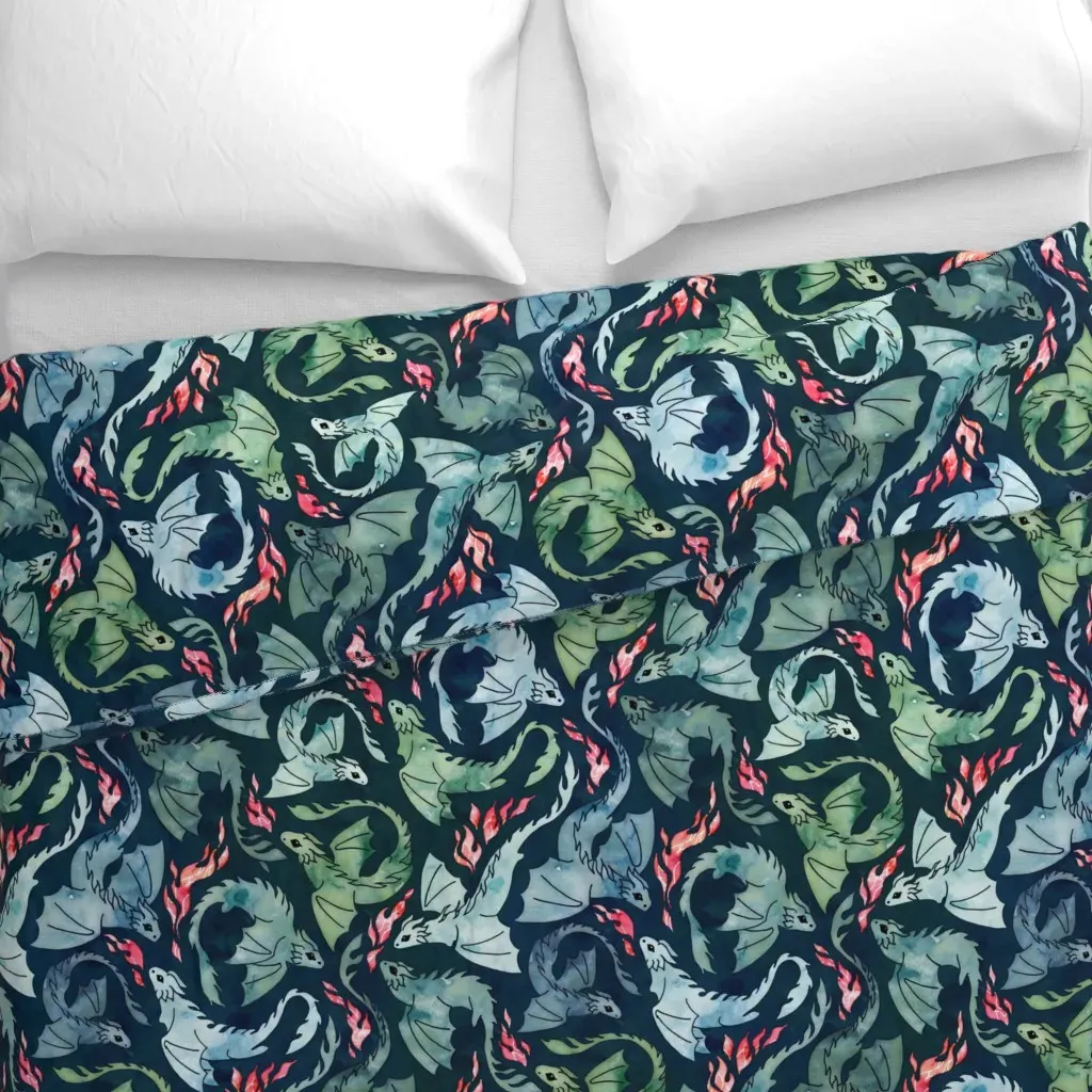 Dragon Fire Duvet Cover - Teal alternate view