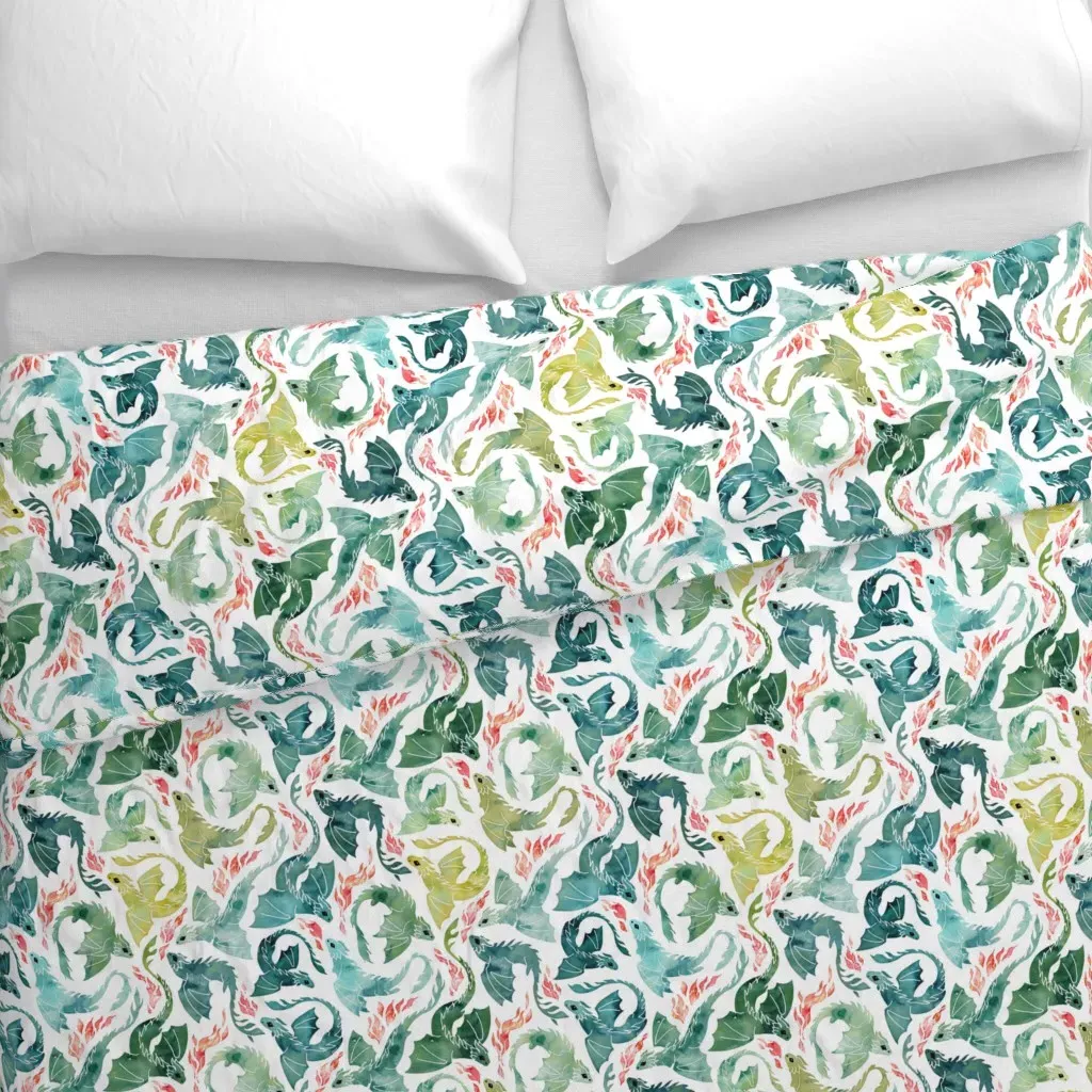 Dragon Fire Duvet Cover - Teal alternate view
