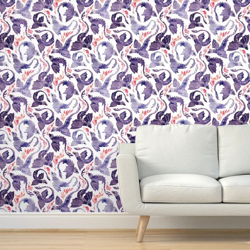 Dragon Fire Peel and Stick Wallpaper - Purple product