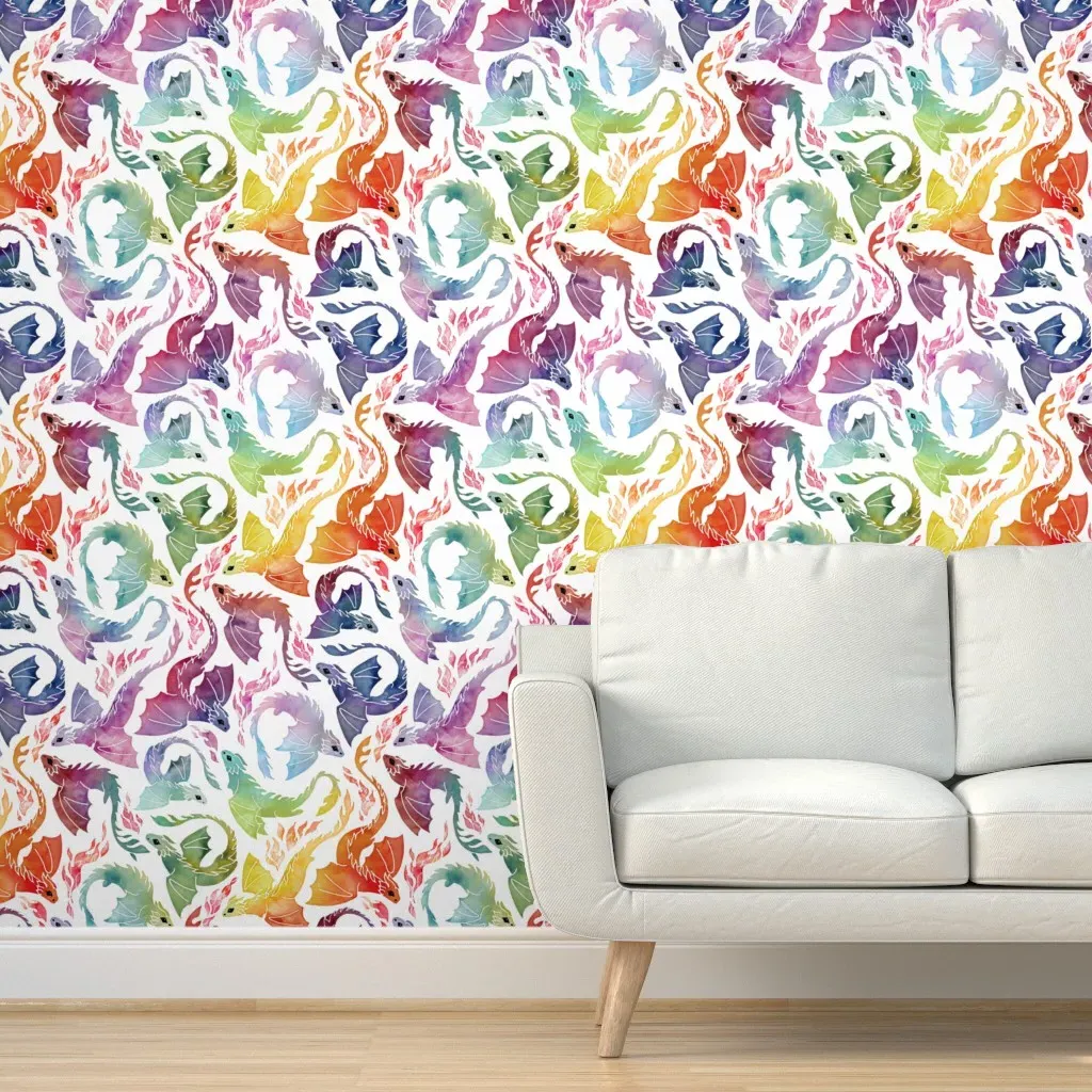 Dragon Fire Peel and Stick Wallpaper - Rainbow product