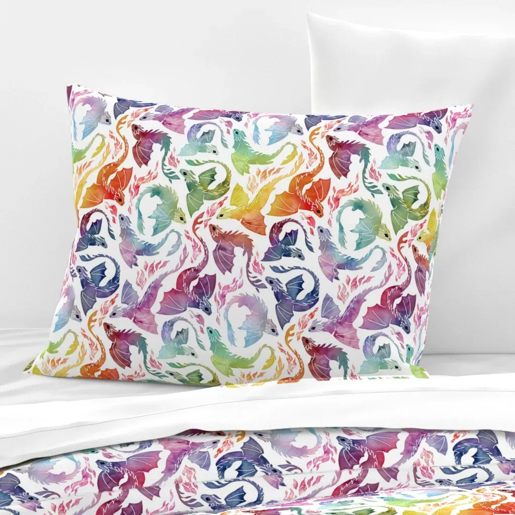 Dragon Fire Rainbow Standard Knife Edge Cushion - Rainbow, Cotton Sateen product