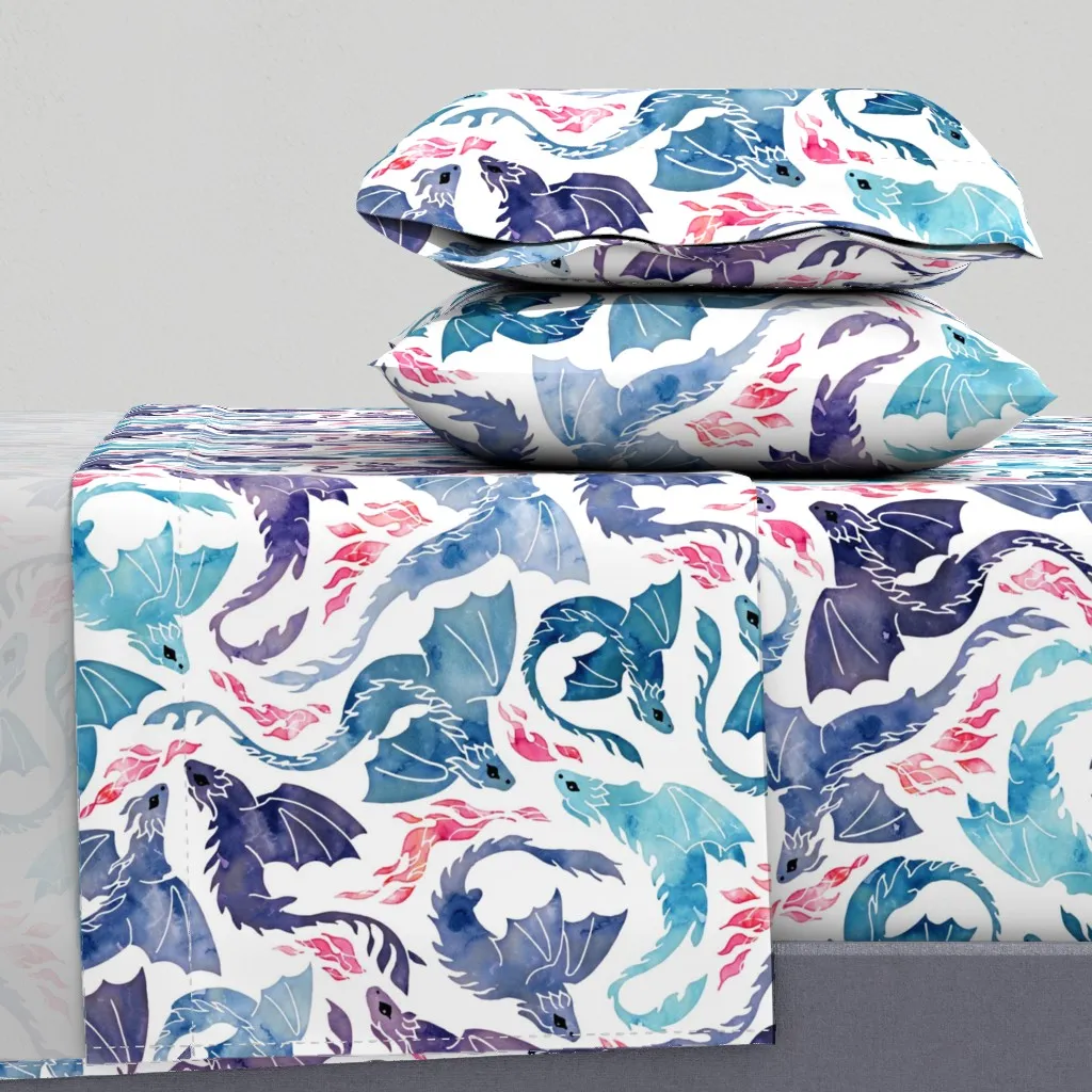 Dragon Fire Turquoise & Purple Twin Sheet Set product