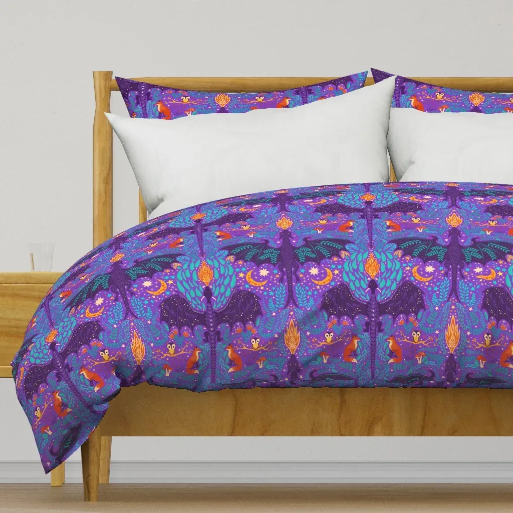 Dragon Forest At Night F2 Duvet Cover - Purple product