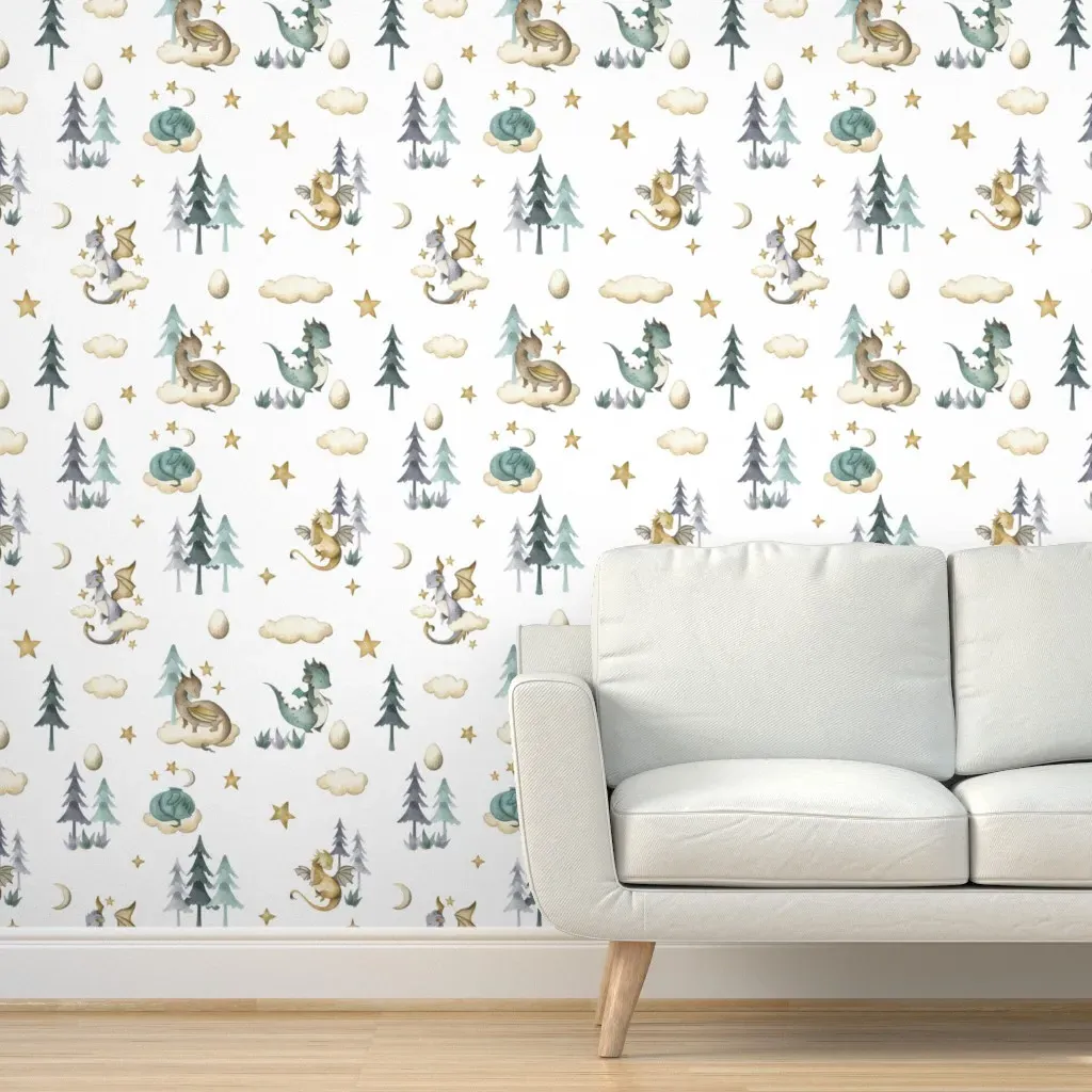 Dragon Forest Peel and Stick Wallpaper - Teal product