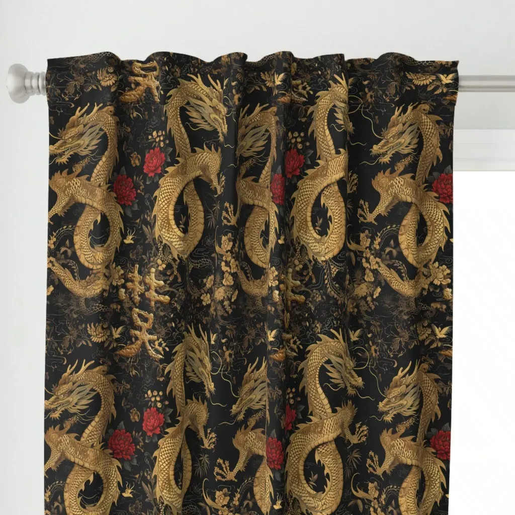 Dragon Symbol of 2024 Curtain Panel - Gold alternate view