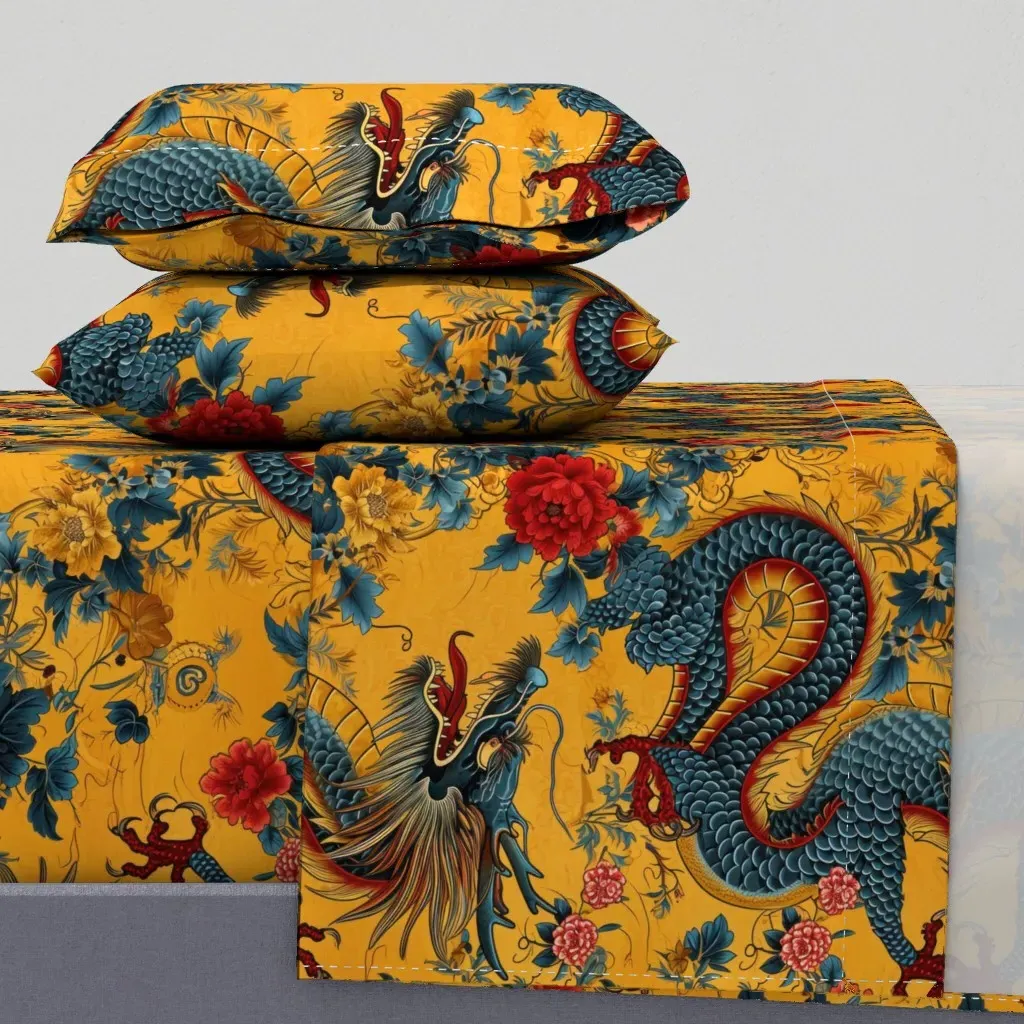 Dragon Symbol of 2024 Queen Size Sheet Set - Blue product