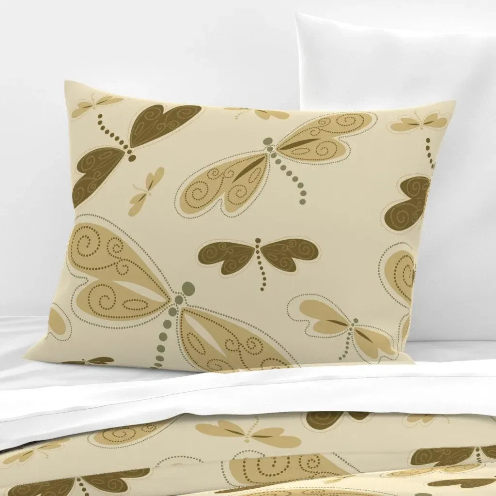 Dragonflies Standard Knife Edge Pillow - Beige, Cotton Sateen product