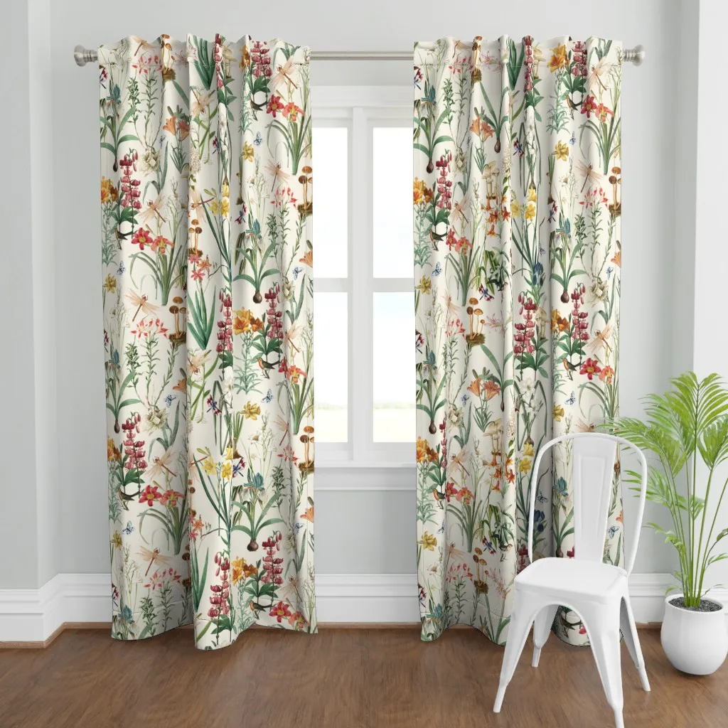 Dragonfly Garden Crema Curtain Panel - Orange product