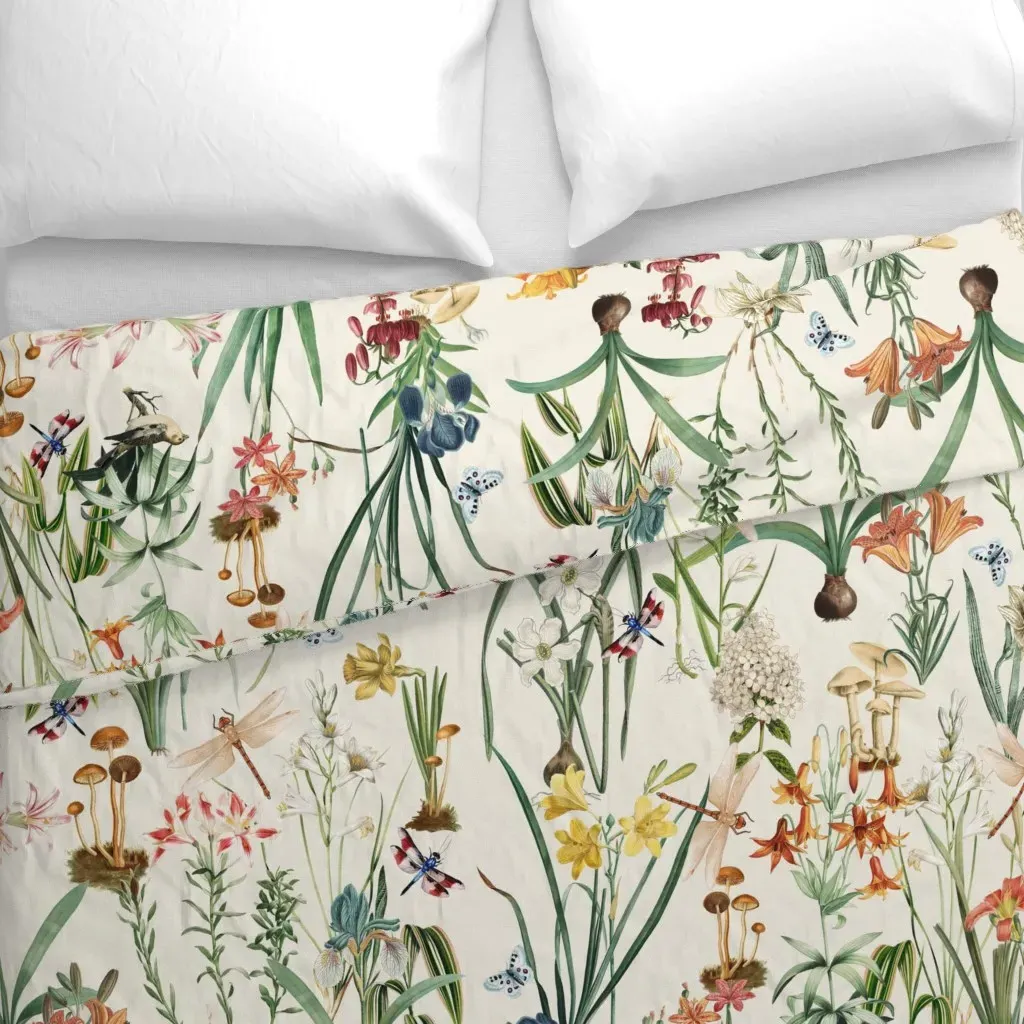 Dragonfly Garden Crema Duvet Cover - Orange alternate view
