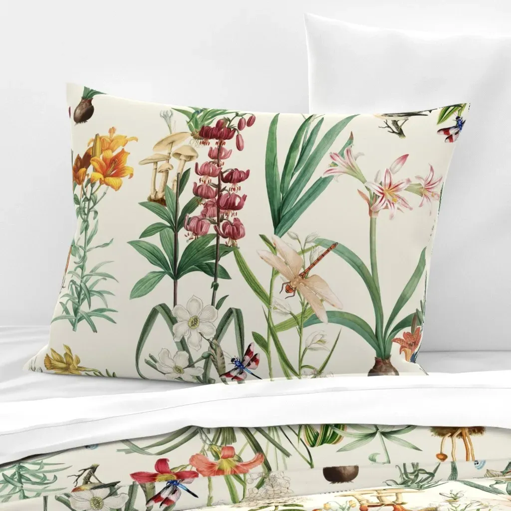 Dragonfly Garden Crema X-Large Standard Knife Edge Pillow - Orange, Cotton Sateen product