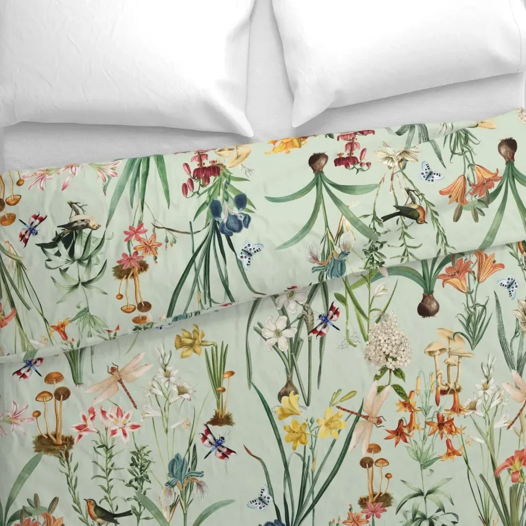 Dragonfly Garden Pale Green Duvet Cover - Orange alternate view