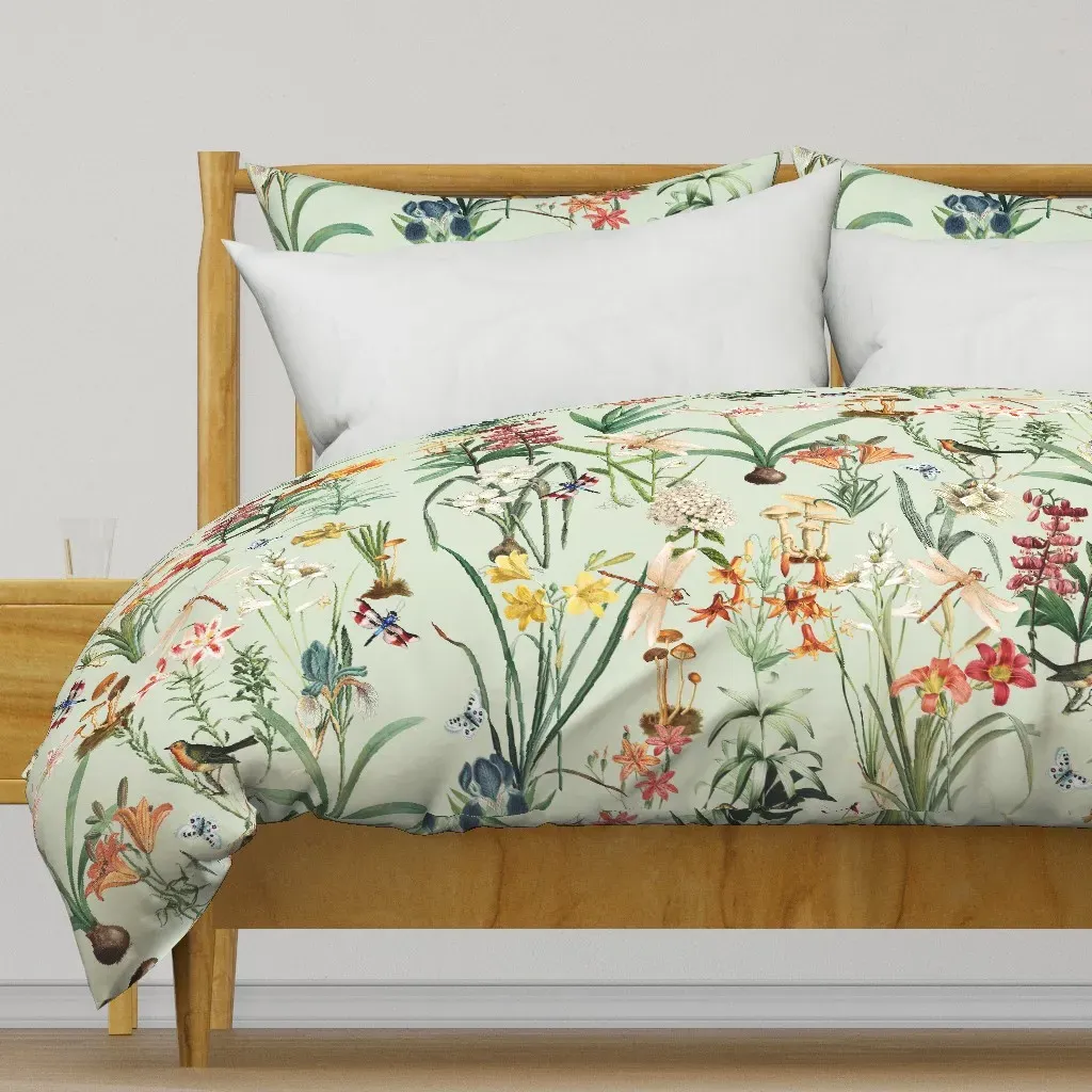 Dragonfly Garden Pale Green Duvet Cover - Orange product