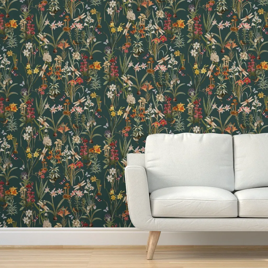 Dragonfly Garden X-Large Peel and Stick Wallpaper - Evergreen product