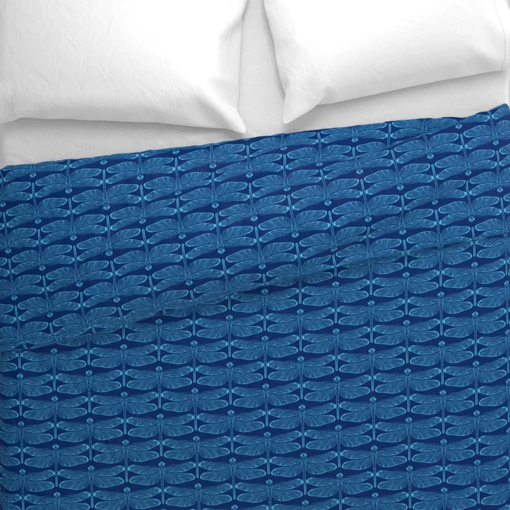 Dragonfly On Deep Sea Duvet Cover - Blue alternate view