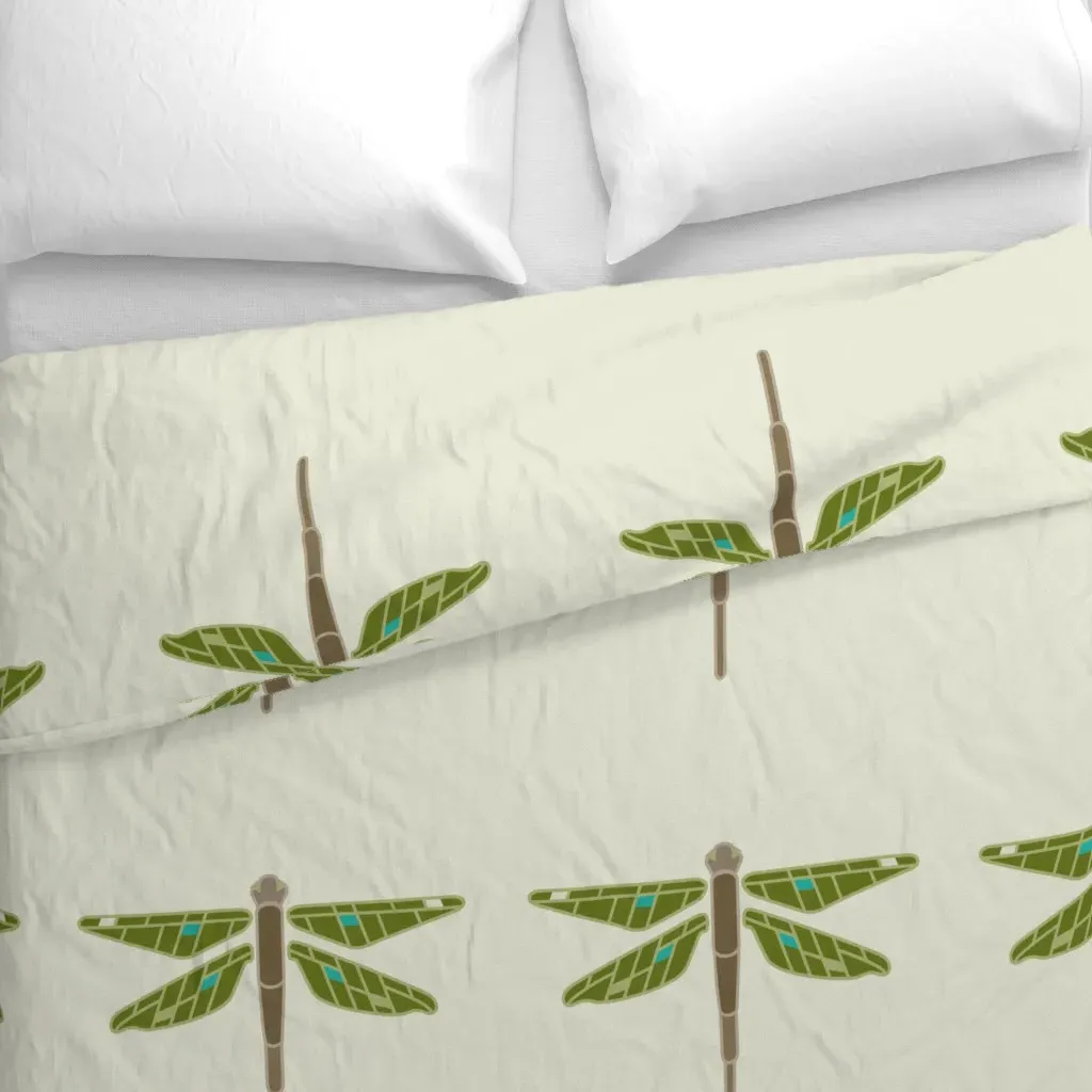 Dragonfly Panel Large Duvet Cover - Olive Green alternate view