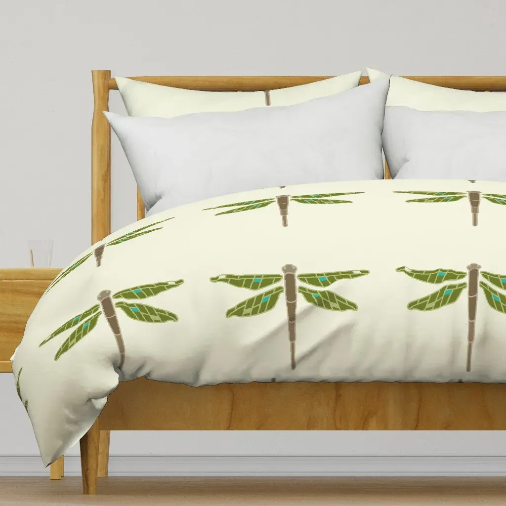 Dragonfly Panel Large Duvet Cover - Olive Green product