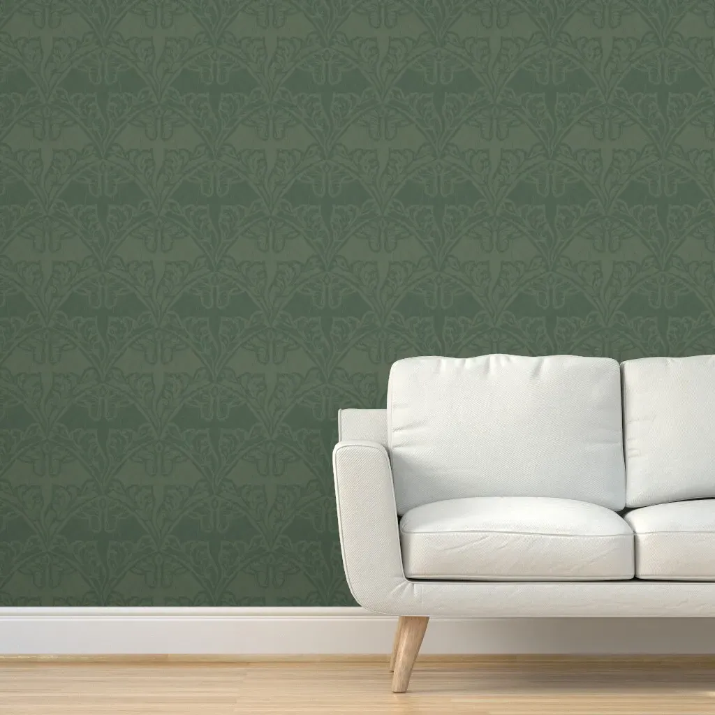 Dragons Damask Peel and Stick Wallpaper - Green product