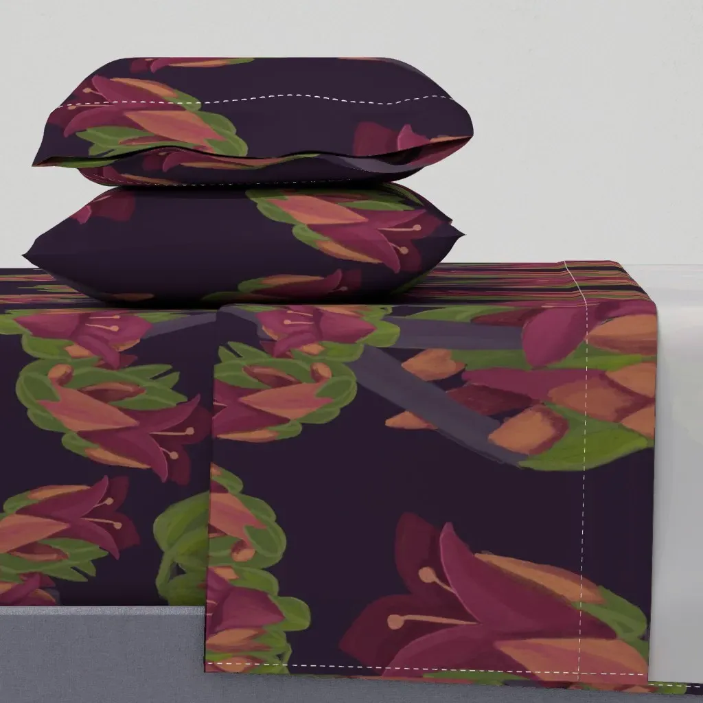 Dramatic Botanical Still Life Cal King Sheet Set - Crimson product
