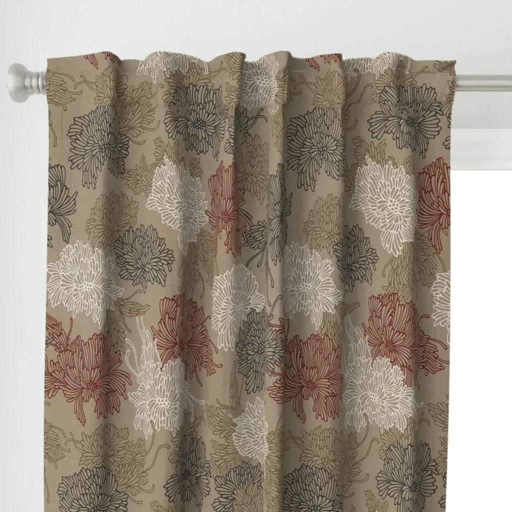 Drawing Flowers Curtain Panel - Beige alternate view